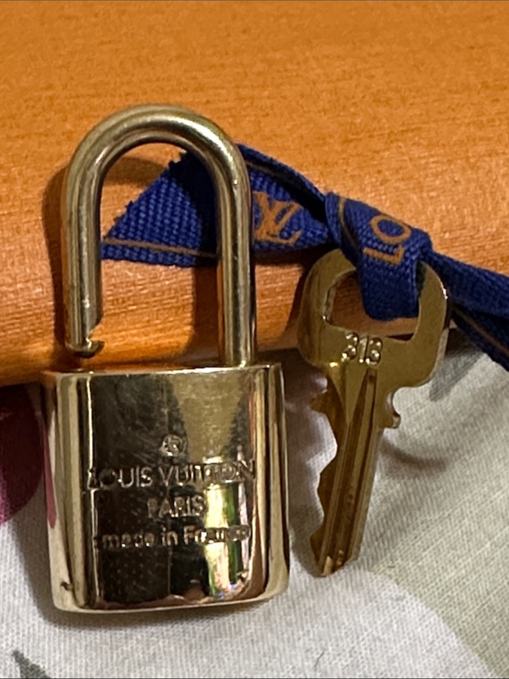 Louis Vuitton Gold Tone Padlock & Key #313